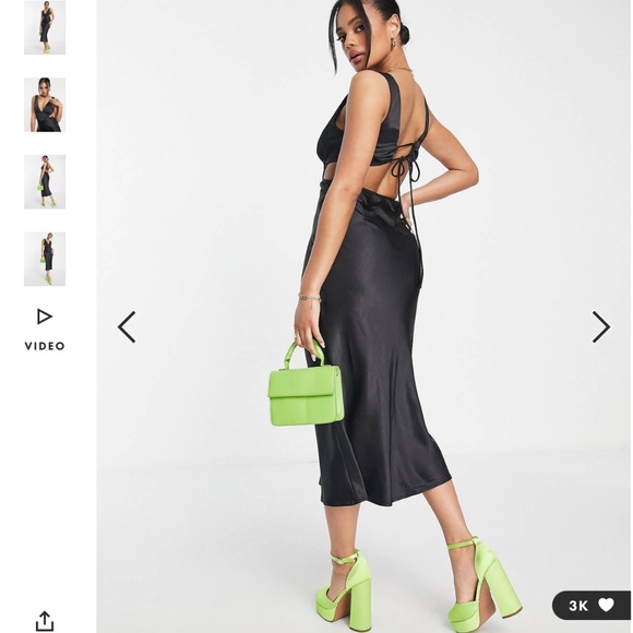 Parallel Lines cut out satin slip midi dress in black - Picture 2 of 6